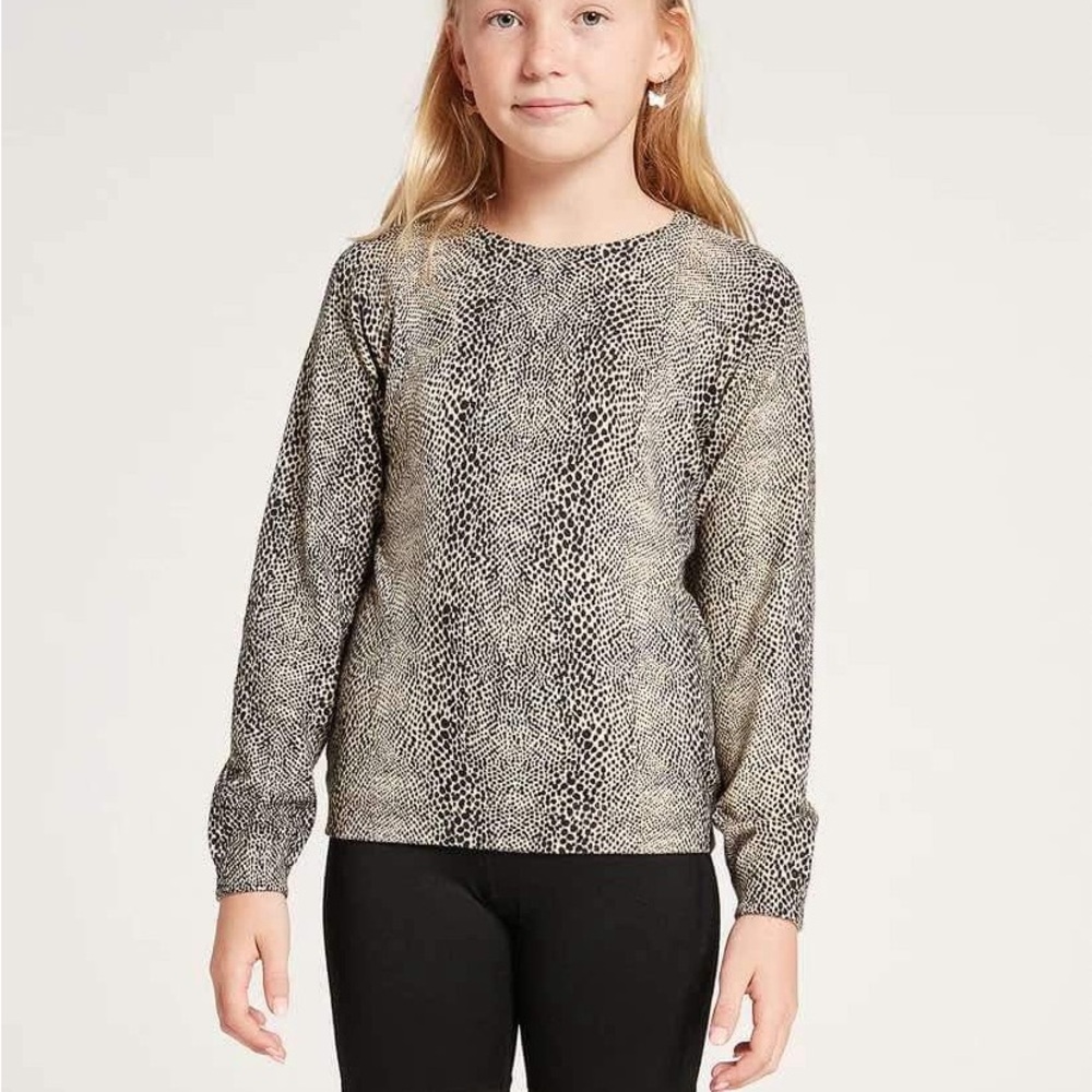 VOLCOM Over N Out Animal Print Youth Girls Sz M (8-10) Crewneck Sweater NWT SOFT